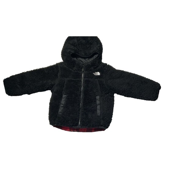 North Face Reversible Mount Chimborazo Hooded Jacket red and black plaid 3T - Picture 3 of 6